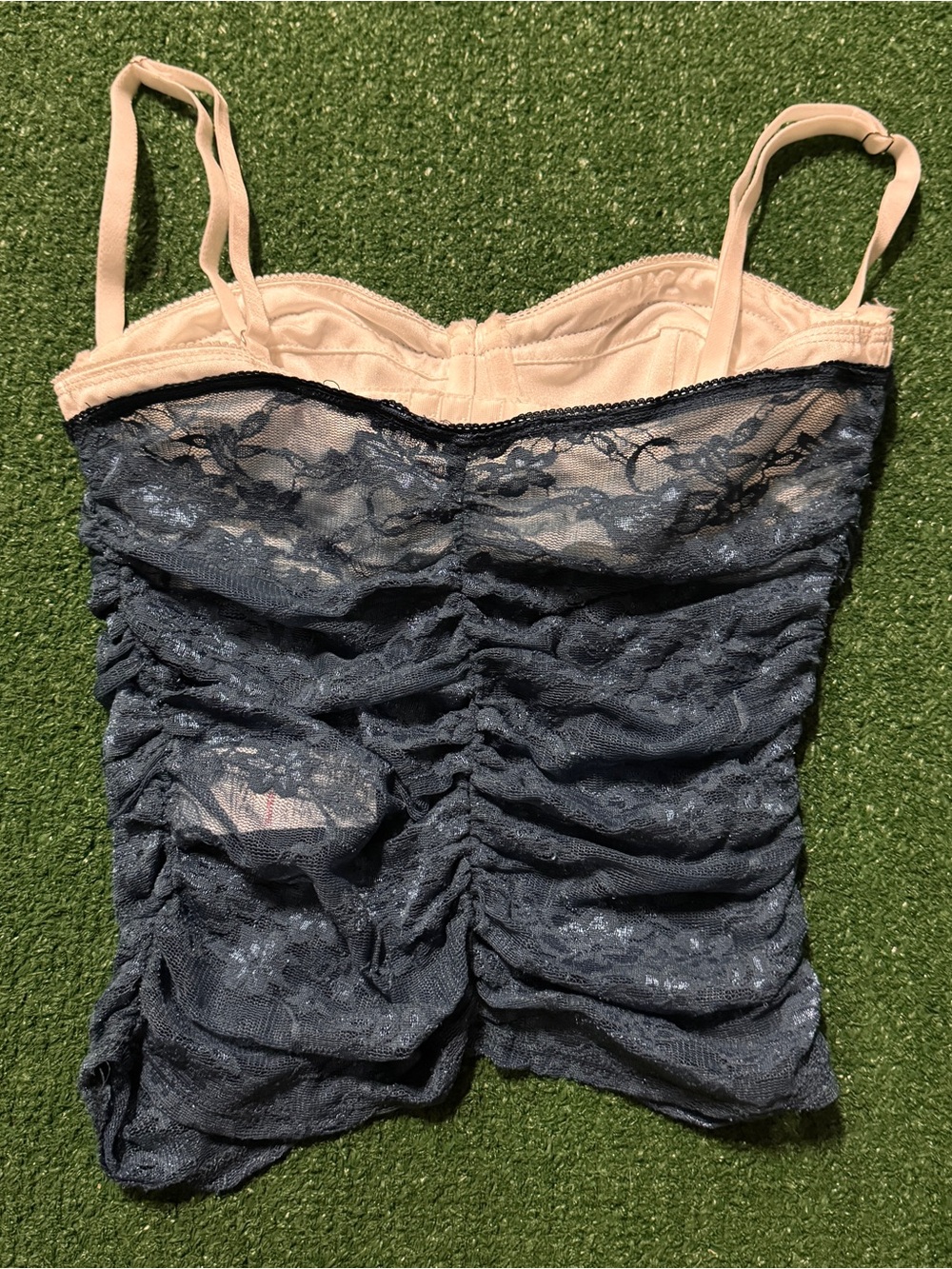 Edikted Navy Lace Cami with Blush Lining